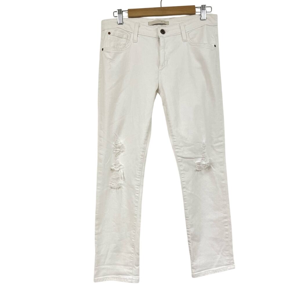 Joes Jeans Vintage Reserve White Distressed Easy Crop Jeans Womens 28 Straight